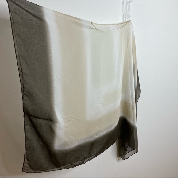 Sheer Ethereal Boho Geometric Ombré Poncho Tunic Top Minimalist Contemporary - Picture 4 of 12